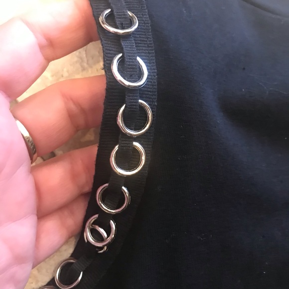 Black Bodysuit w/silver metal ring design - Picture 3 of 4